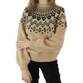 thumbnail image 4 of Bovemsi Womens Sweaters Cozy Women's Retro Art Printed Comfortable Casual Knitted Round Neck Pullover Business Casual Sweaters, 4 of 4