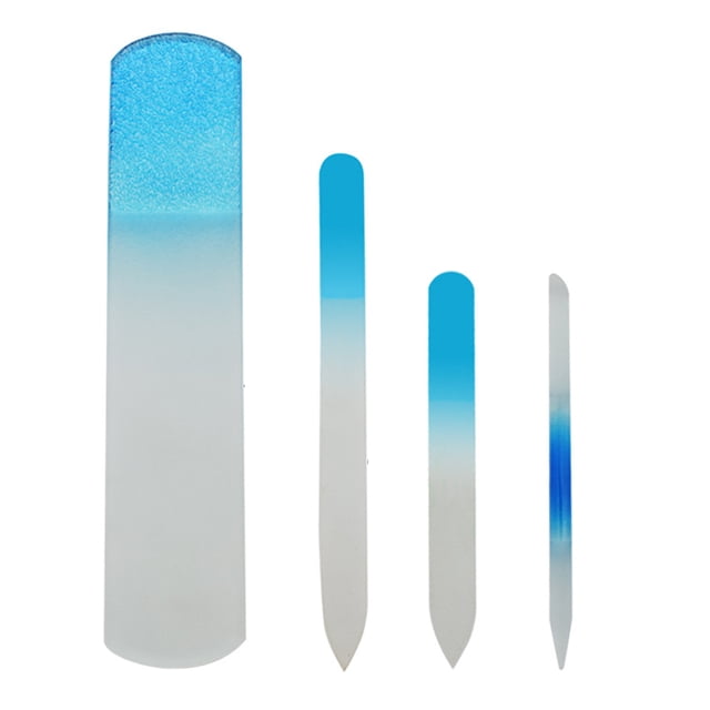 Juego de 4 limas de uñas de vidrio, limas para uñas y limas de cristal para uñas naturales, empujador de cutículas y recortador de pies.