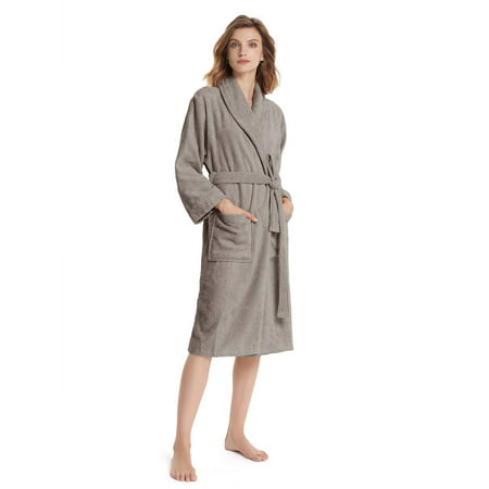 VOIANLIMO Women's Robe Bathrobe Cotton Soft Warm V Collar Housecoat Spa ...