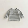 thumbnail image 2 of Toddler Cotton T-Shirts Striped Crew Neck Long Sleeve Comfy Tops Base Tee Tshirts for Baby Boys Girls 6M-5T (1 Years, White), 2 of 6