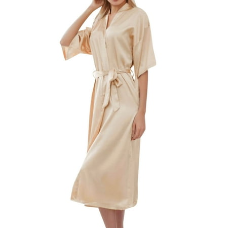 CZSCPDAW Lingerie For Women V Neck Sexy Exotic Open Front Negligee Women s Short Kimono Robe Silky Satin Bathrobe Bride Bridesmaids Getting Ready Sleepwear Soft Nightgown