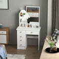 thumbnail image 2 of Vanity Set with 5 Drawers and Shelves, Makeup Dressing Table with Mirror, White, 2 of 7