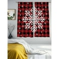 thumbnail image 3 of Christmas Snowflake Sheer Curtains 63 Inch Length 2 Panels Set for Living Room/Bedroom, Winter Snwoflake Red Black Plaid Curtain Sheers Drapes Rod Pocket Curtains Window Treatment Set 52''x63''x2, 3 of 7