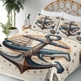 thumbnail image 3 of Ambesonne Nautical Fitted & Top Sheet Set with Shams, Mandala Astronomy Marine, Dark Teal Redwood Ivory, 3 of 5