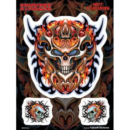 Paint Tribal Flames - Officially Licensed - Flaming Tribal Skull - Set of 3 Stickers / Decals