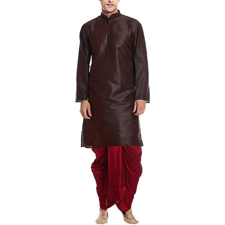 

Royal Men s Brown Silk blend Festive Dhoti Kurta Set