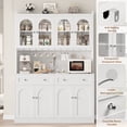 thumbnail image 4 of Homfa 73" Kitchen Pantry with Glass Doors, Freestanding Kitchen Cupboard with 2 Drawers & Microwave Hutch, Wood Storage Cabinet for Dining Living Room, White, 4 of 7