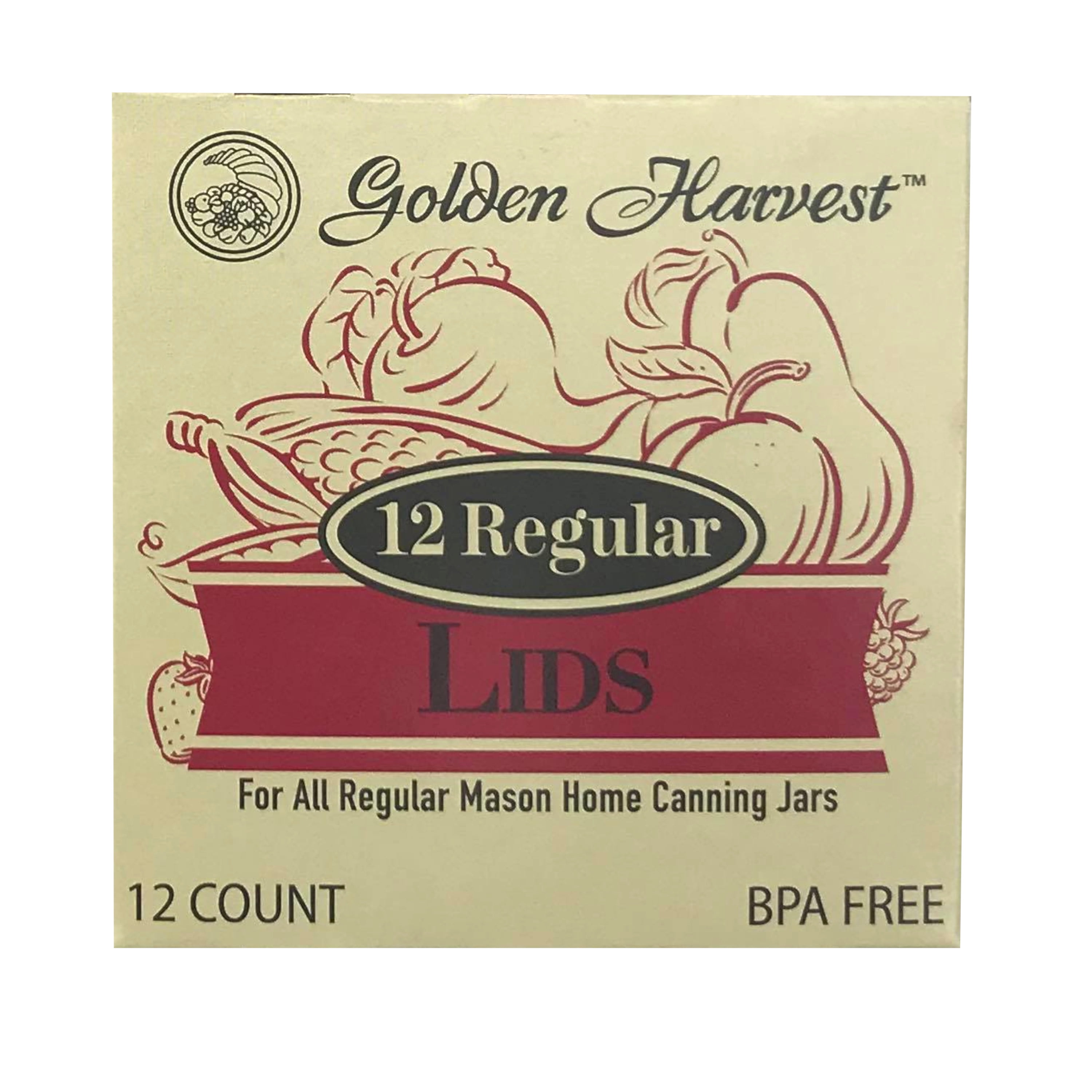 Golden Harvest Regular Mouth Canning Lids, 12 Count