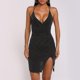 thumbnail image 2 of Falda corta sin mangas de seda con escote en V y cuello Halter para mujer Fridja  nalpqowj41328, 2 of 9