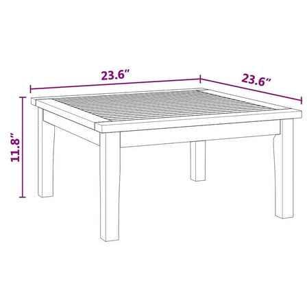 vidaXL Garden Table 23.6x23.6x11.8 in Solid Wood Teak