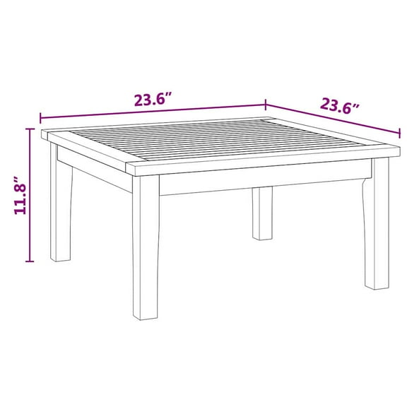 vidaXL Garden Table 23.6x23.6x11.8 in Solid Wood Teak