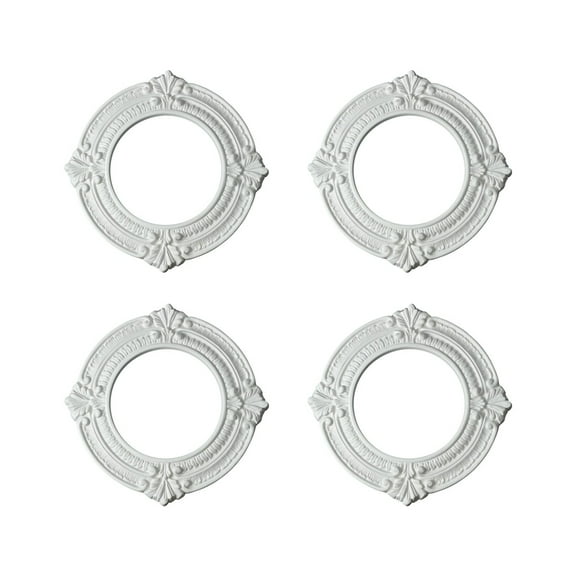 White Recessed Ceiling Medallion Rosette High Density Ornate Lighting Trim Ceiling Moulding Renovator's Supply Pack of 4