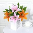 thumbnail image 1 of Ruanlalo Bouquet,Artificial Flower Weather-resistant Non-fading No Withering No-Watering Easy Maintenance 3D Printing 3 Heads Artificial Lily Flower Home Decor, 1 of 6