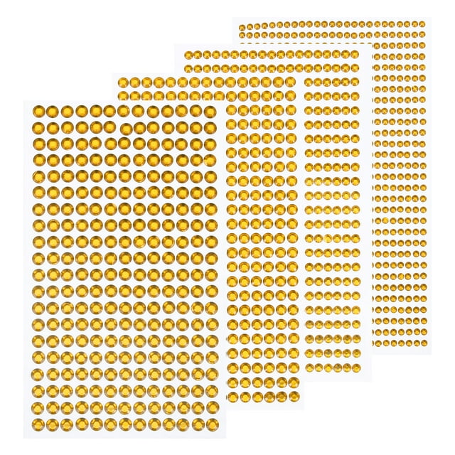 3584 Pcs 8 Hojas Pegatinas de Rhinestone Doradas 3/4/5/6 mm Piedras Preciosas Autoadhesivas para Decoración de Bricolaje