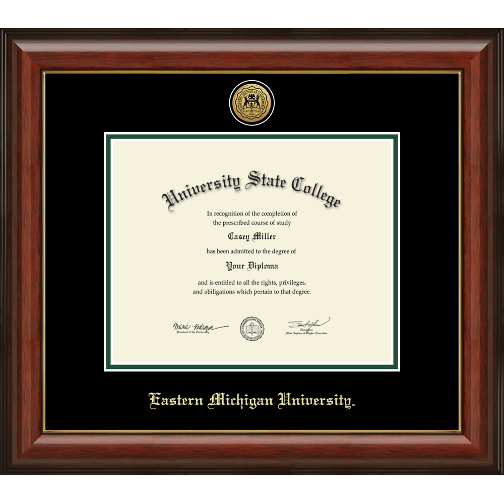 Eastern Michigan University Gold Medallion Diploma Frame, Document Size