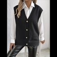 thumbnail image 4 of Chaleco de Punto Sin Mangas para Mujer, con Cuello en V, Botones, Informal, Holgado, para Otoño e Invierno. Negro Talla Única, 4 of 9