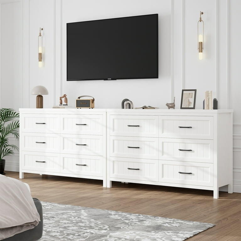 6 Drawer Dresser 47" Wide White Modern 6 Chest of Drawers Storage Cabinet  for Clothes, Bedroom Living Room Home, White - Walmart.com