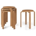 thumbnail image 1 of Gymax Set of 4 18'' Stacking Stool Round Dining Chair Backless Wood Home Decor Walnut, 1 of 10