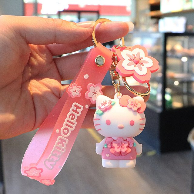LLavero de Hello Kitty Sanrio para niños, llavero de Kuromi Cinnamoroll, My Melody, Pompón, Purin, regalos para niños