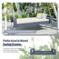 thumbnail image 4 of Harper & Bright Designs Twin Size Porch Hanging Swing Chair, Patio 2 Seater Acacia Wood Swing Frame with Hemp Ropes for Garden Backyard, Gray, 4 of 16