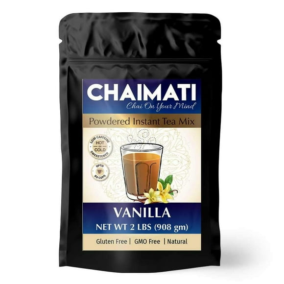 ChaiMati - Vanilla Chai Latte | Powdered Instant Tea Mix 2lbs (32oz) pack - 100 Cups | Amazing Flavor Hot/Iced, Very Low Caffeine, Ready in seconds, Great for Gifts/Parties - gets "Chai on your Mind"