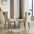 thumbnail image 3 of Tcbosik Upholstered Velvet Chairs Set of 2, Dining Chair with Button Tufted Back, Modern Accent Chair with Solid Wood Legs for Kitchen, Easy Assembly, Beige, 3 of 11
