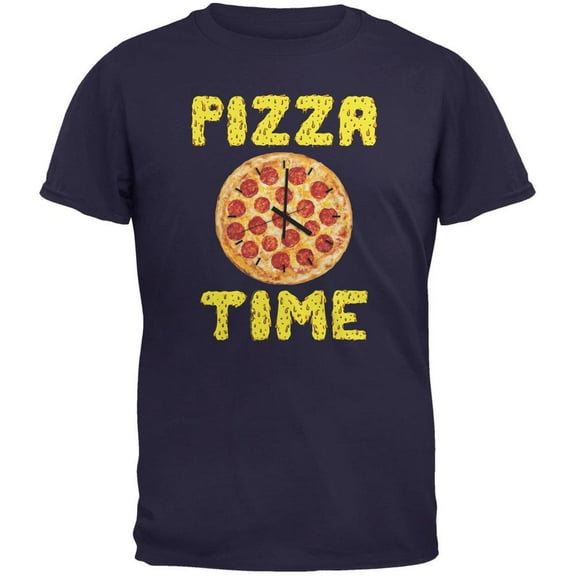 Pepperoni Pizza Time Clock Navy Youth T-Shirt - Youth Large