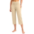 thumbnail image 2 of Inglocry Womens Capri Pants High Waisted Straight Leg Yoga Capris Leggings with Pockets Crop Workout Summer Pants Khaki XL, 2 of 7