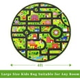 thumbnail image 2 of Haperlare Round Kids Playmat 4ft Car Rug Toddler Classroom Kids Road Traffic Carpet Non Slip Nursery Rug City Map Educational Rug for Bedroom Kids Boys Room, Black, 2 of 6