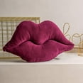 thumbnail image 2 of 3D Lips Soft Velvet Cushion Throw Pillows for Couch Bed Living Room, Insert Included, Dark Purple, 20 X 11 inches, 2 of 6