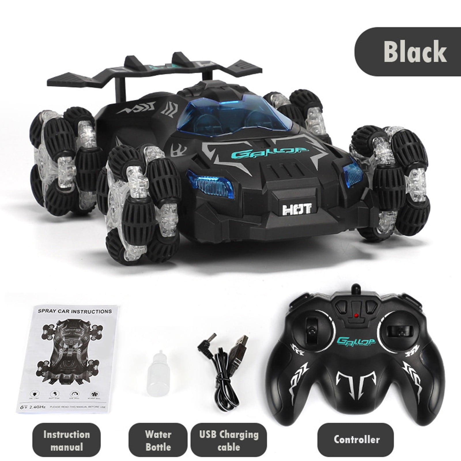 MZCPSYHA Remote Controlled Car 2.4GHz Racing RC Car LED Light 360° Rolling Drift Spray Car