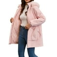 thumbnail image 4 of Dvprdro Women's Fashion Fleece Parka Cotton Jacket Casual Long Sleeve Hooded Outdoor Rushing Jacket Waterproof Windproof Windbreaker Outwear Coat, 4 of 5