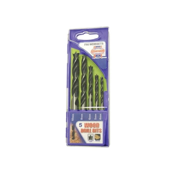 Faithfull - Lip & Spur Wood Drill Bit Set, 5 Piece 4-10mm