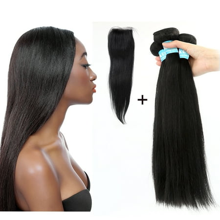 Human Hair 1212 2 Bundles 10 4x4 Free Part Closure Front Lace