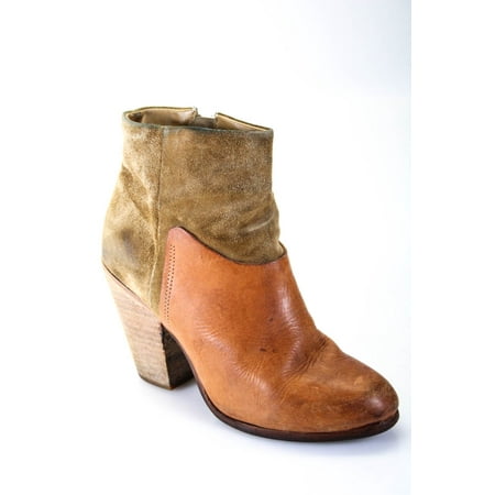 

Pre-owned|Rag & Bone Womens Side Zip Block Heel Booties Brown Suede Leather Size 37