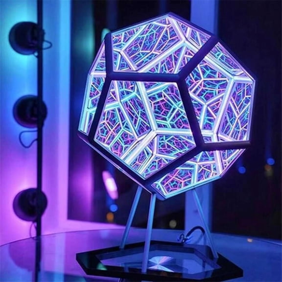 Blazesly Light,Blazesly Infinity Glow Lamp,3D Hyper Cube Rgbw Color Changing Night Lighting,Infinity Mirror Light Infinite Dodecahedron Color Art Light,for Room Home Decor (Black)