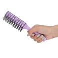 thumbnail image 1 of Detangling Hair Brush with Rounded Nylon Teeth, Hollow Back Design, Curved Body, Non Slip Handle, Hanging Hole for Hair Care, 1 of 7
