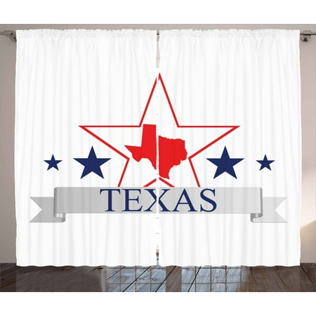 Navy Blue And Gray Bedroom Ideas Texas Star Curtains 2 Panels Set, San Antonio Dallas Houston Austin Map with Stars Pattern USA, Window Drapes for Living Room Bedroom, 108W X 108L Inches, Navy Blue Vermilion Pale Grey, by Ambesonne ()
