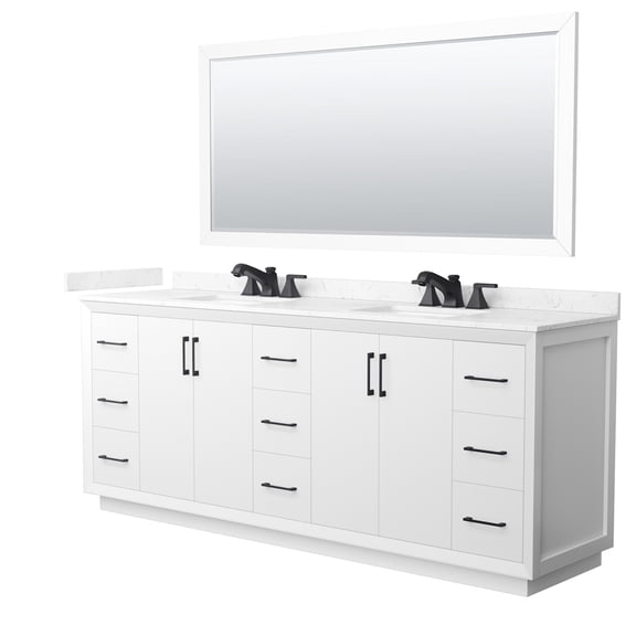 Wyndham Collection WCF414184DWBC2US3M70 Strada 84" Free Standing Double Basin Vanity Set -