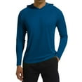 thumbnail image 2 of BRDFRL Men's Sun Protection Hoodie Shirts Long Sleeve UPF 50+ Swim Fishing Shirt with Hood Lightweight Rash Guard UV SPF Dark Blue L, 2 of 7