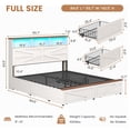 thumbnail image 3 of Farmhouse Bed Frame with 6 Storage Drawers, Full Size Wood Platform Bed with Headboard Bookcase and Built-in Charging Station, LED Lights, White Modern Bedroom Furniture, 3 of 6