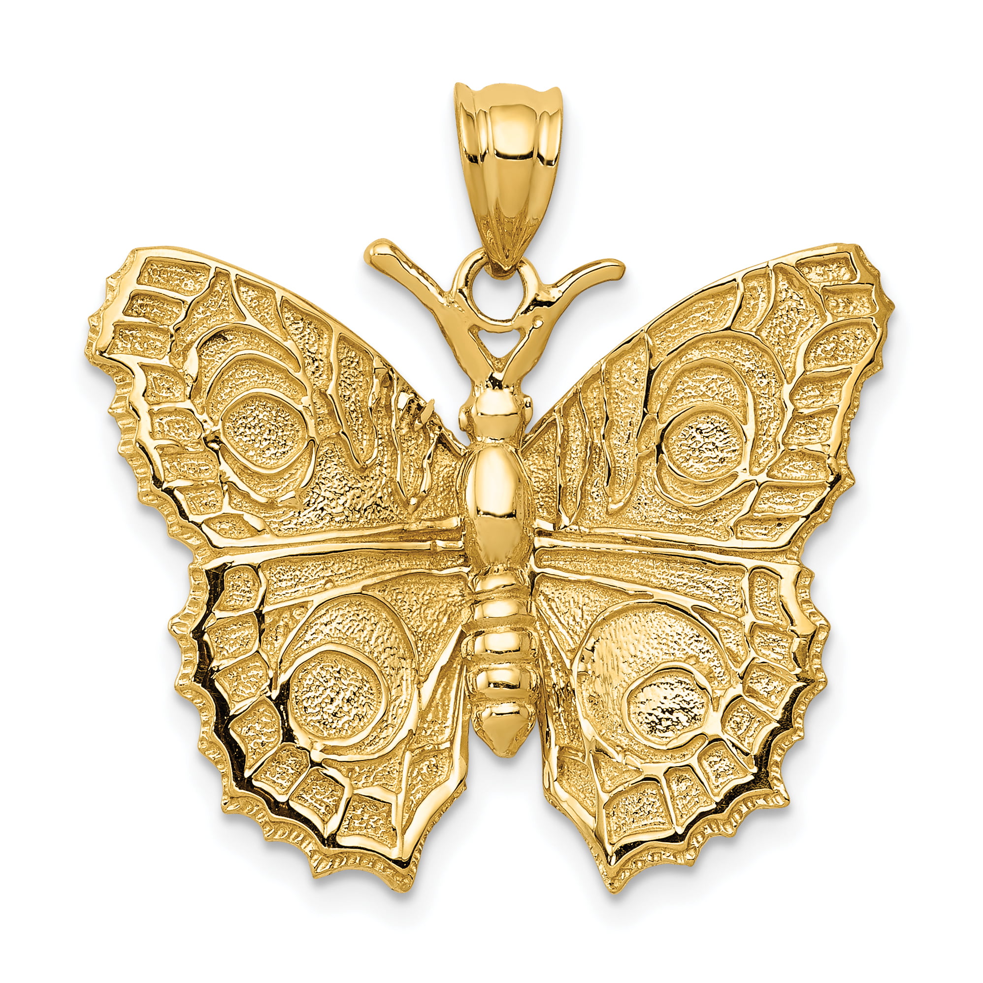 14k Yellow Gold Butterflies Pendant 