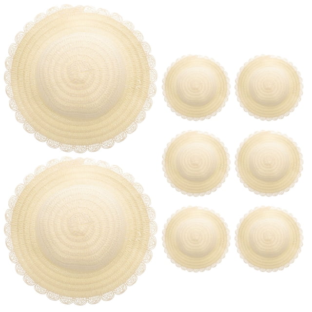 8Pcs DIY Straw Hats Crafts Making Unfinished Hat Blank Graffiti Hat Decorative Straw Hat