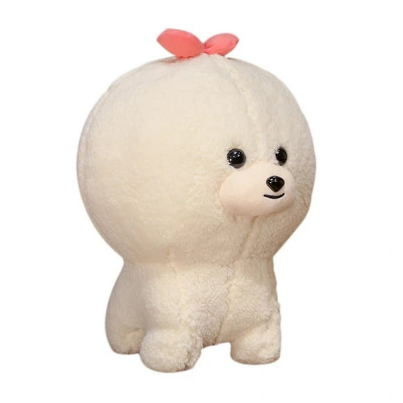 White/Beige Bichon Frise Plush Toy Cute Puppy Soft Stuffed Dog Simulation Pet Kawaii Fluffy Baby Doll Birthday Gift for Children