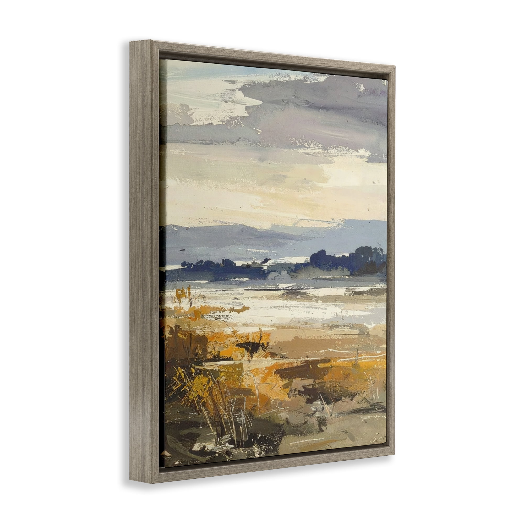 Stupell Industries Distant Horizon Abstract Brown Framed Floater Canvas Wall Art, design by Alonza Saunders
