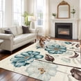 thumbnail image 2 of Blue Tulip Area Rugs 8'x10', Washable Small Throw Rugs for Living Room Patio, Vintage Floral Leaves Butterfly Plants Beige Indoor Outdoor Rug Non-Slip Low Pile Carpet Runner Reversible Floor Mats, 2 of 8