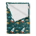thumbnail image 2 of Spaceship Soft Flannel Fleece Blanket, Outer Space Cartoon with Dotted Backdrop Futuristic Themes Saturn Sun and Nebula, Cozy Plush for Indoor and Outdoor Use, 50" x 70", Multicolor, by Ambesonne, 2 of 5