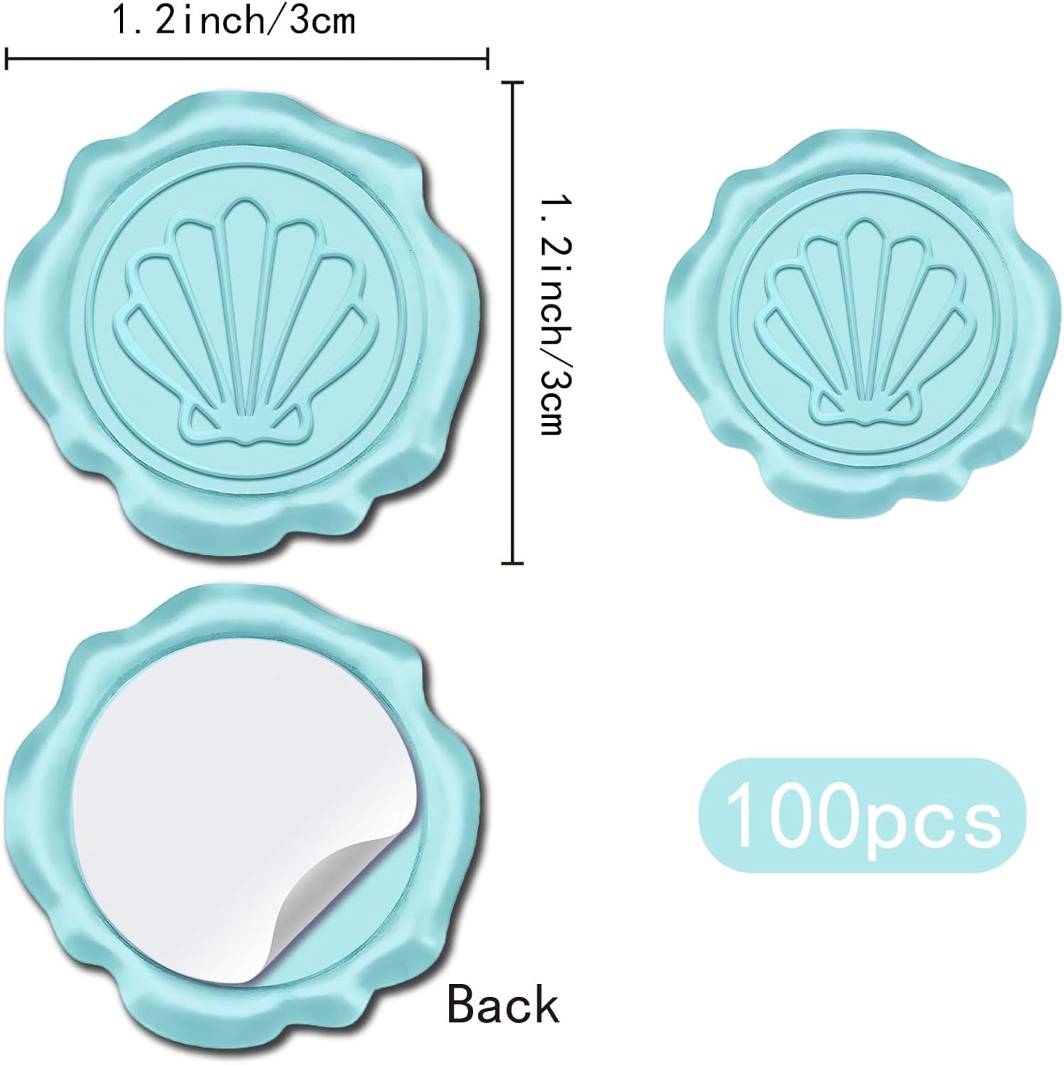 1set 100pcs Shell Shaped Adhesive Wax Seal Stickers Envelope Seal Decoration For Craft Scrapbook Gift Pink 30mm
