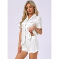 thumbnail image 2 of DARING DIVA Silky Short Sleeve Shorts Button Down  Satin Pajamas Set L White, 2 of 6