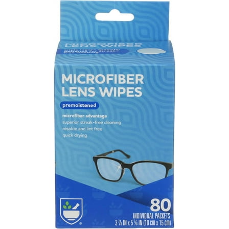 Rite Aid Soft Lens Cleaning Soft Wipes, Premoistened, Individually Wrapped Packets - 80 Count , Quick Drying, Anti-Streak Formula, Eyeglass Cleaning Wipes , Eye Glass Cleaner and Cloths , Lens Wipes